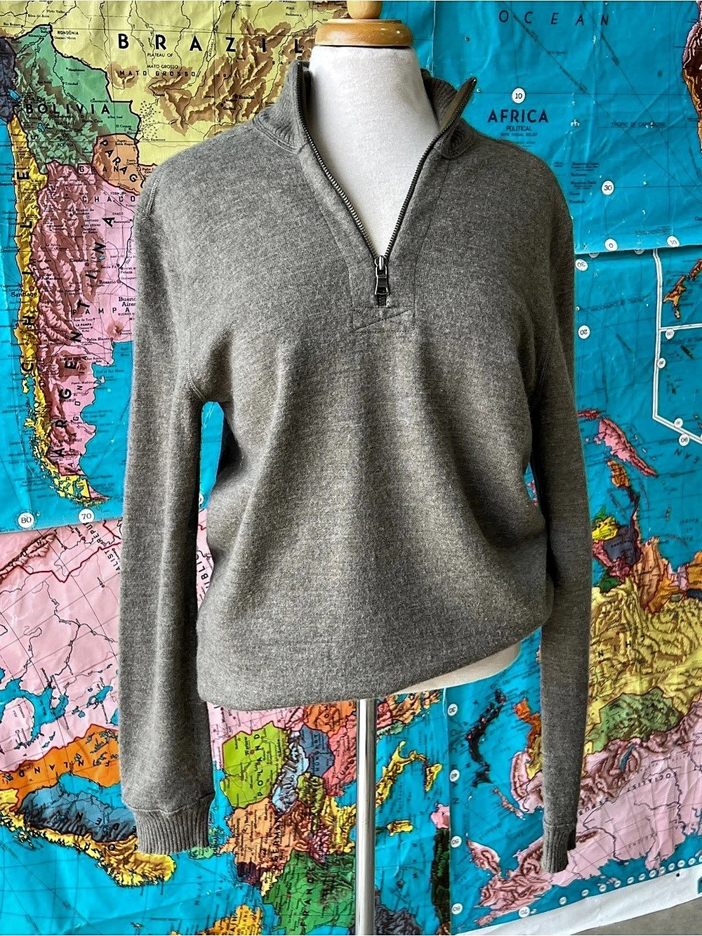 Banana Republic Wool Quarter-Zip Sweater Size Large